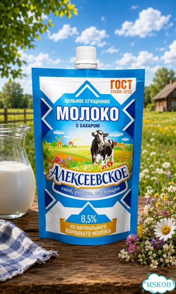 Молоко цельное сгущенное с сахаром Алексеевское фото 1