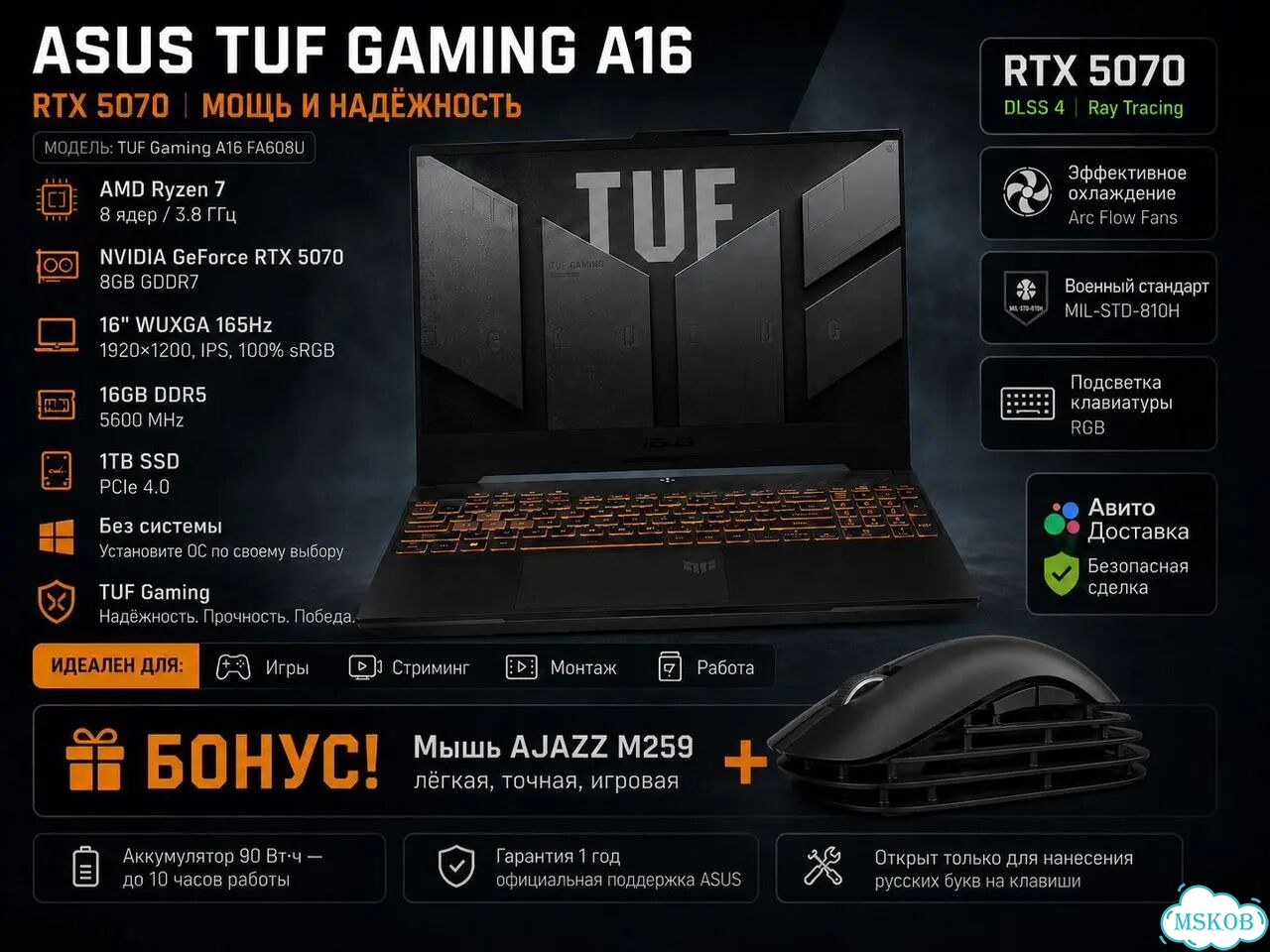 Asus TUF Gaming A16 — RTX 5070 фото 1