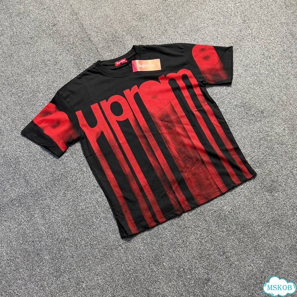 Футболка Supreme blurred logo черная фото 4