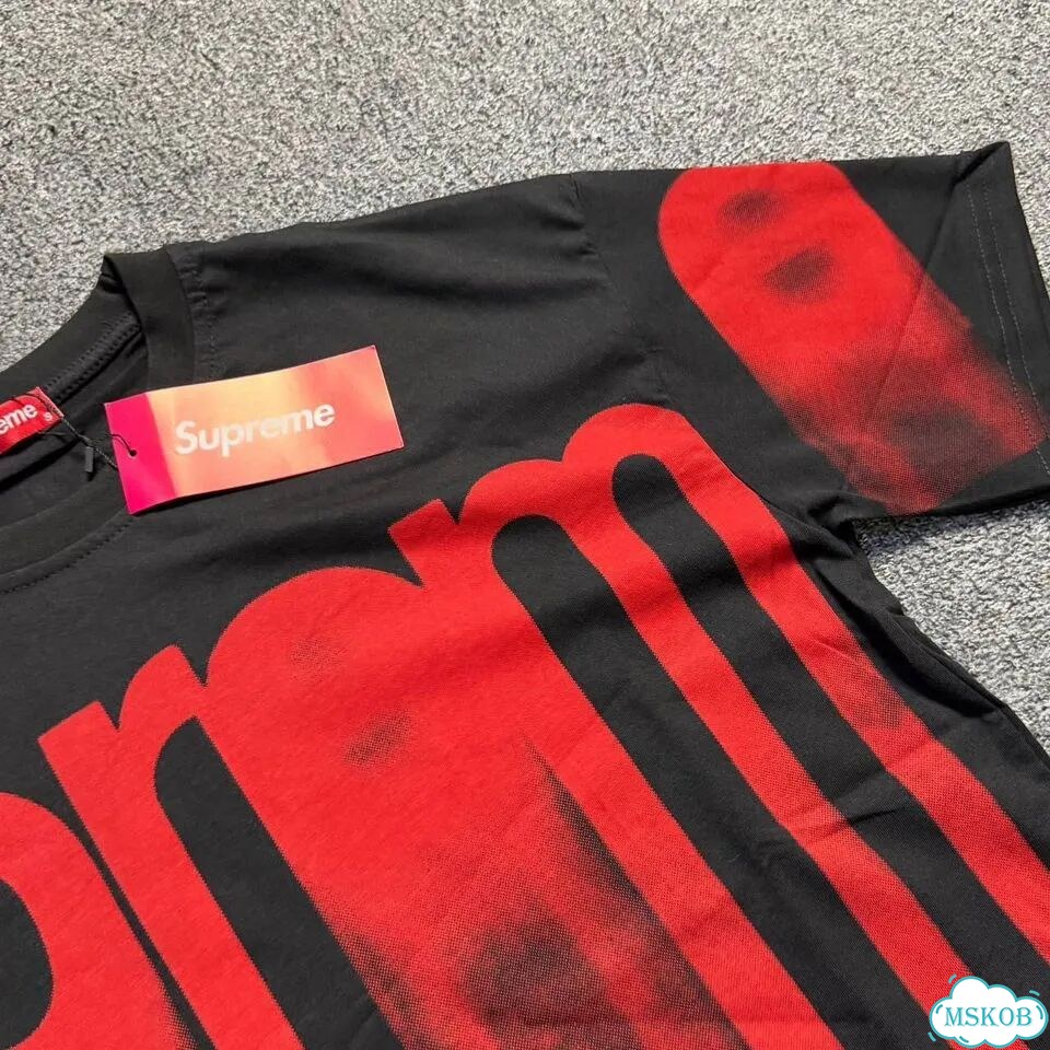 Футболка Supreme blurred logo черная фото 6