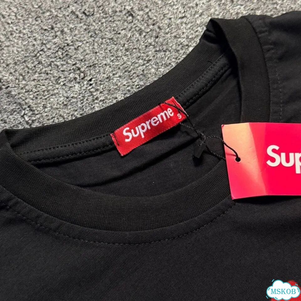 Футболка Supreme blurred logo черная фото 7