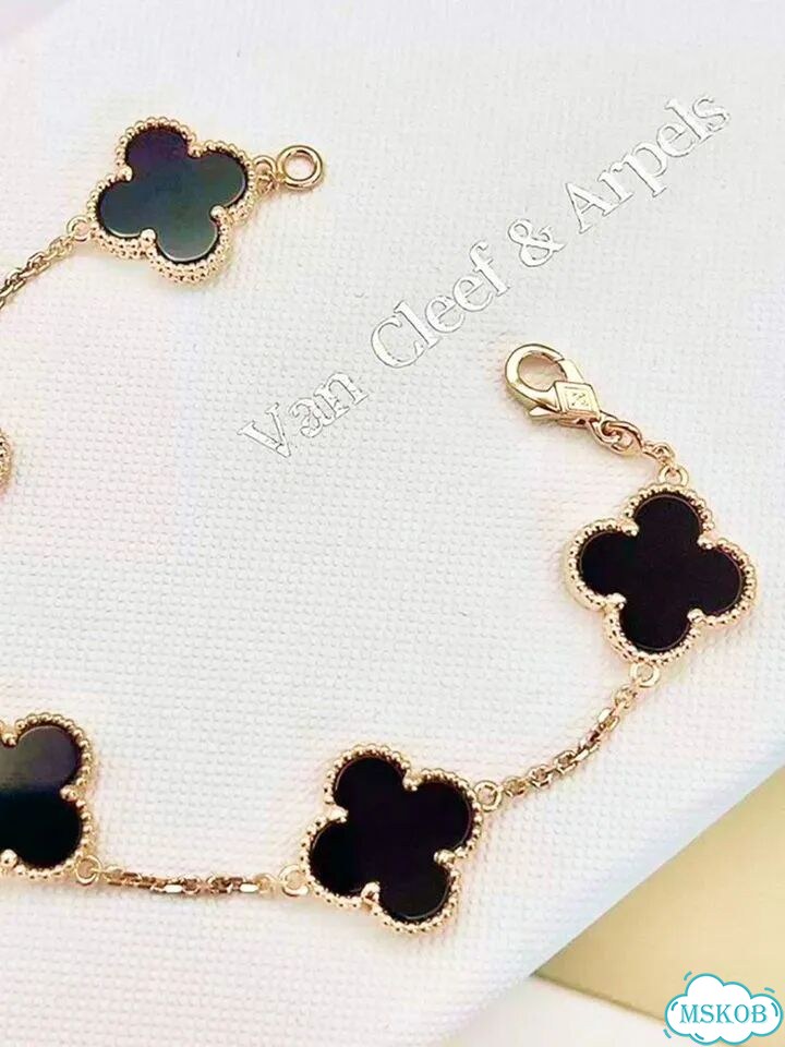 Браслет Van Cleef & Arpels Alhambra золото агат фото 2