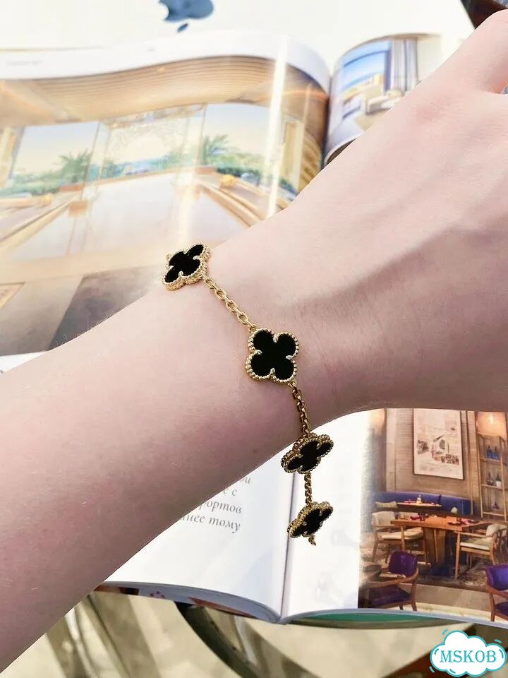 Браслет Van Cleef & Arpels Alhambra золото агат фото 5