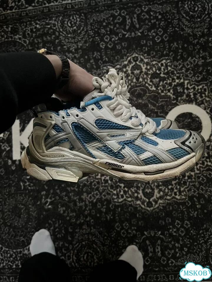 Balenciaga runner white blue фото 1