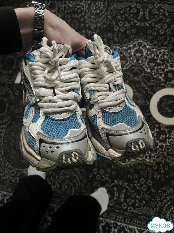 Balenciaga runner white blue фото 2