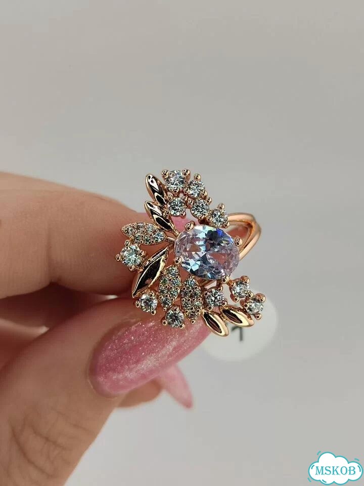 Кольцо под Италию, циркон, покрытие золото фото 2