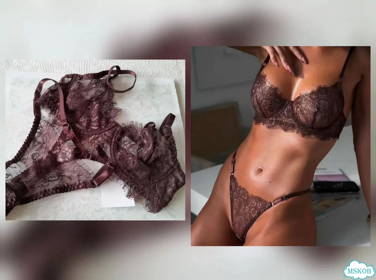 Комплект нижнего белья XS новый коричневый фото 1