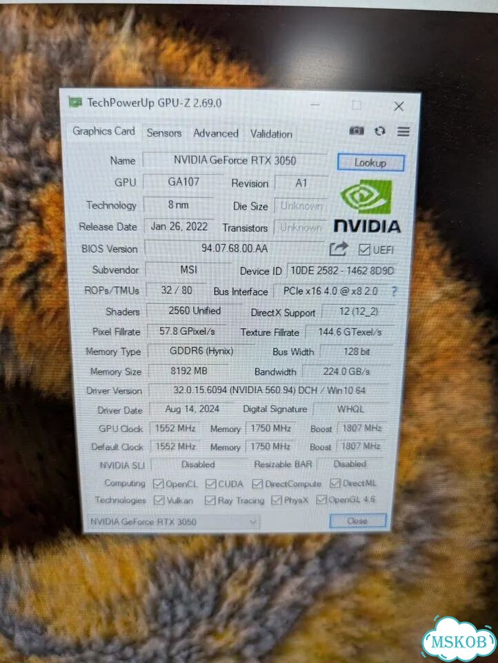 MSI RTX 3050 8Gb Ventus 2X OC фото 7