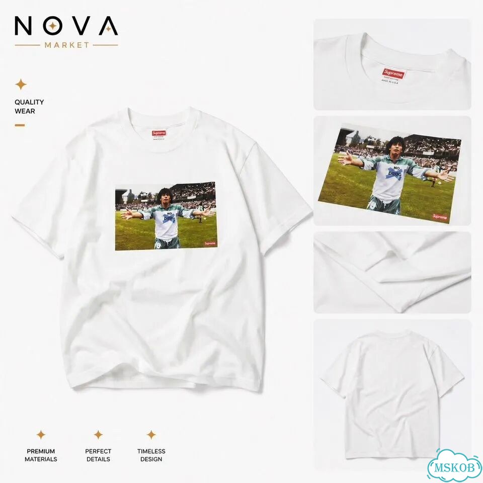 Футболка Supreme Maradona “NO drug” White фото 7
