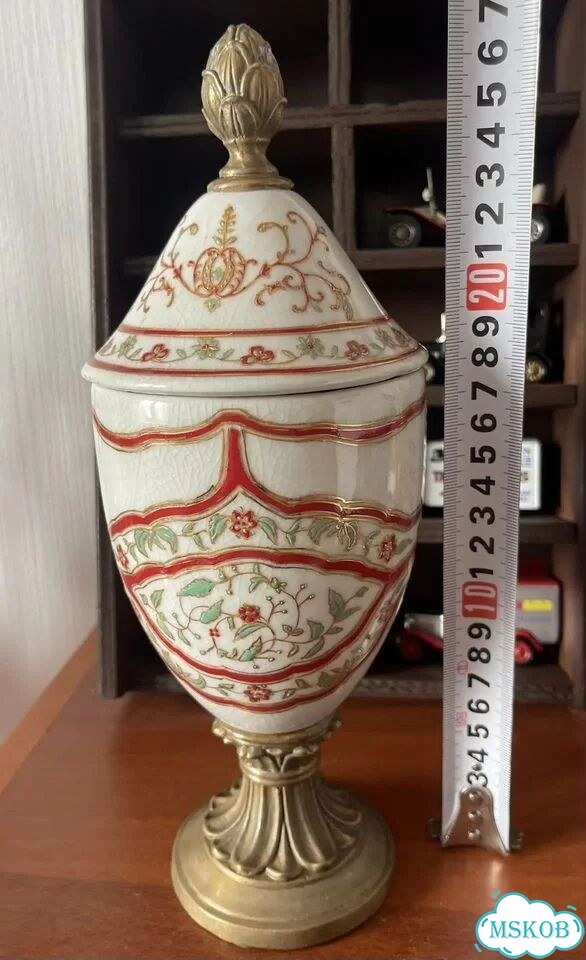 Ваза с крышкой шкатулка бронза керамика фото 1