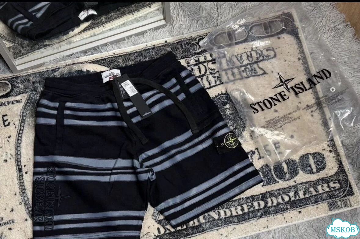 Шорты stone island x supreme белые фото 10