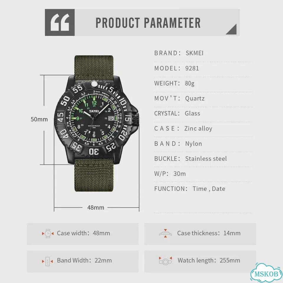 Skmei 9281 мужские часы army green фото 7