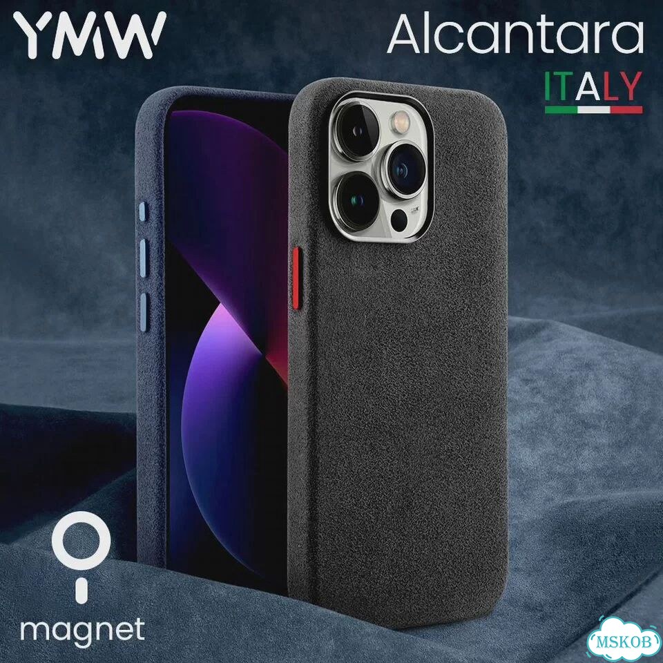 Магнитный чехол YMW alcantara для iPhone 15, 14, 12 Pro Max, Темно-зеленый, Green, for iPhone 12 Pro фото 2