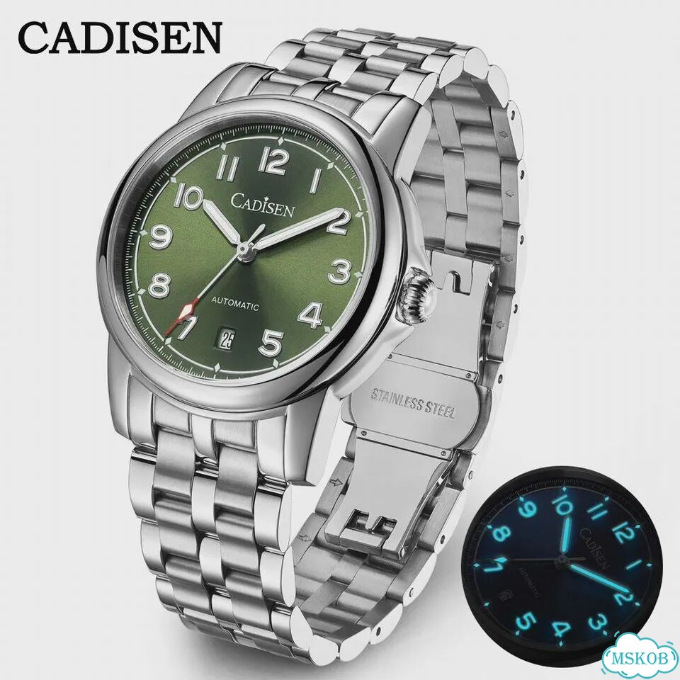 Cadisen мужские часы автоматические, 39 мм, сталь, синий фото 2