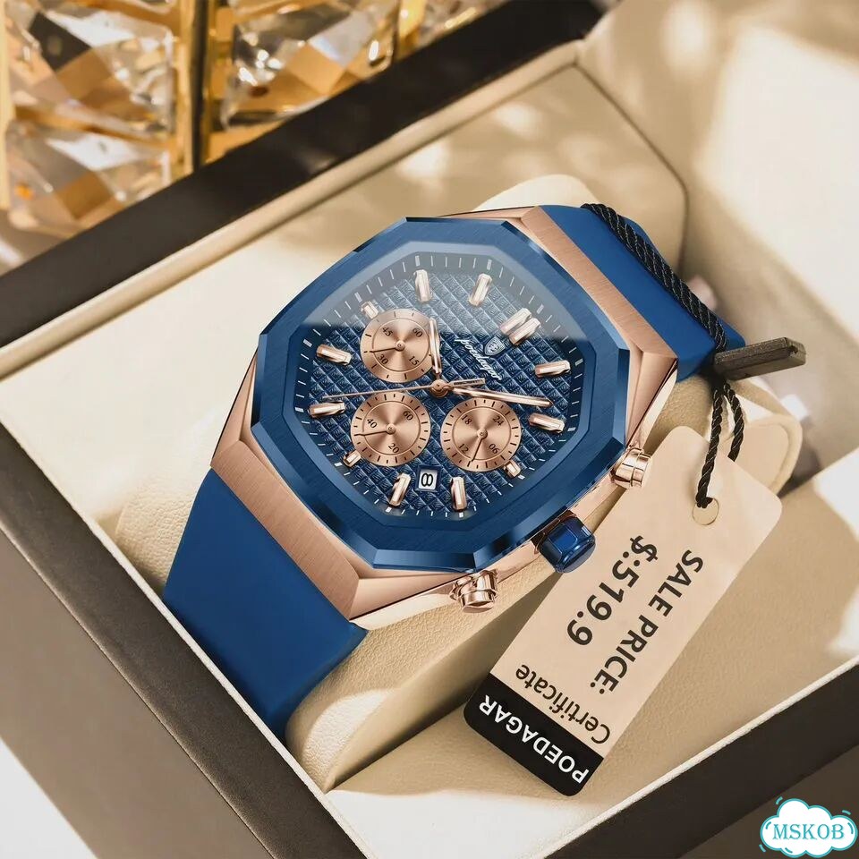 Poedagar Мужские часы RoseGold Blue, цвет 893 фото 1