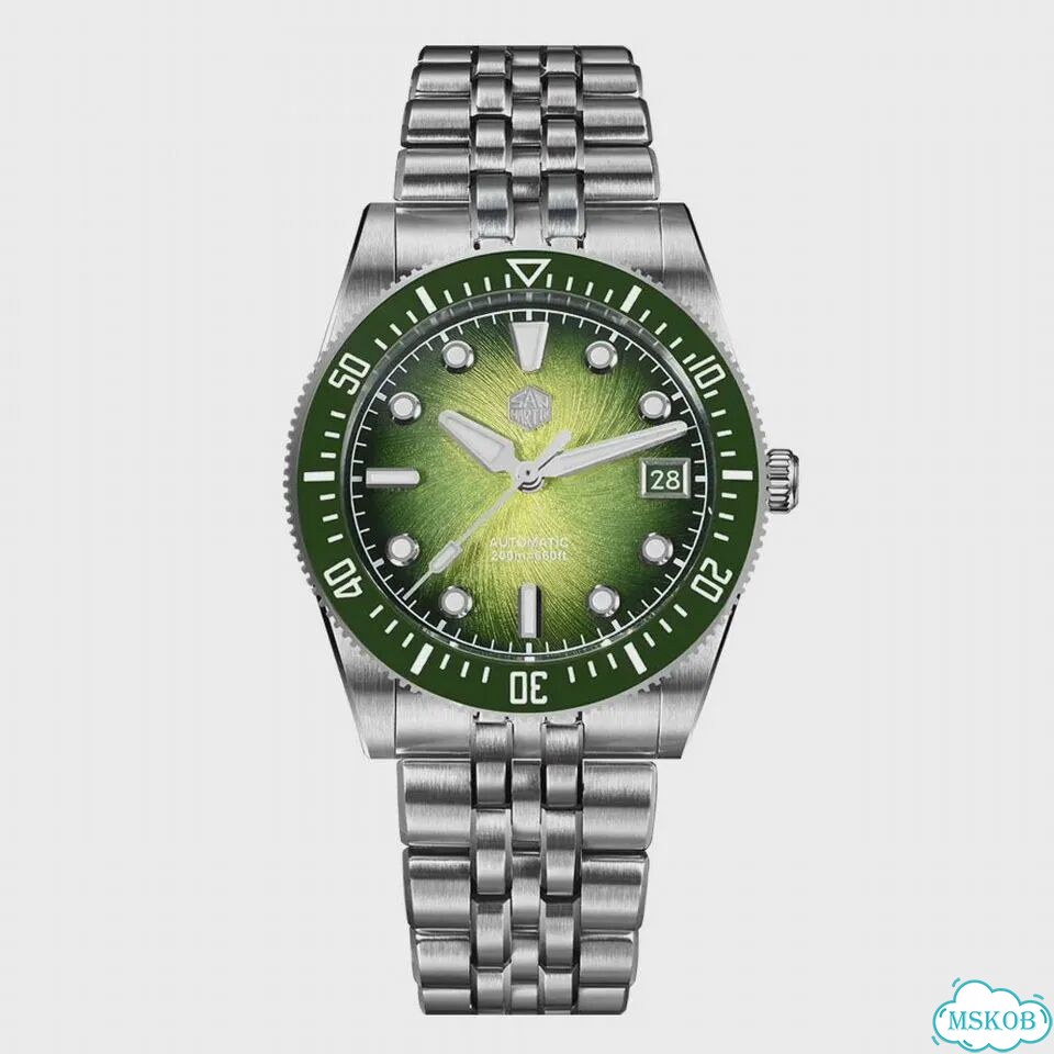 San Martin SN0148 мужские механические часы Enamel Green 37.5GX1 фото 1