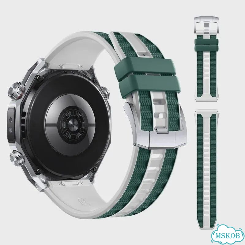 Ремешок для Huawei Watch Ultimate 2 изумрудный с белыми вставками фото 1
