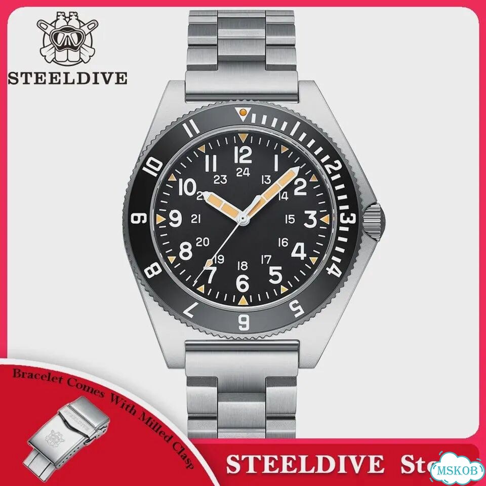 Steeldive SD1944 черные механические часы из нержавеющей стали, Color: 44HH-SS фото 2