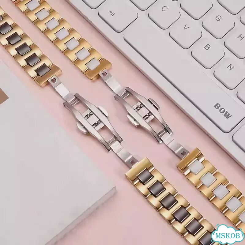 Ремешок для часов керамический 18mm rose gold-white фото 4