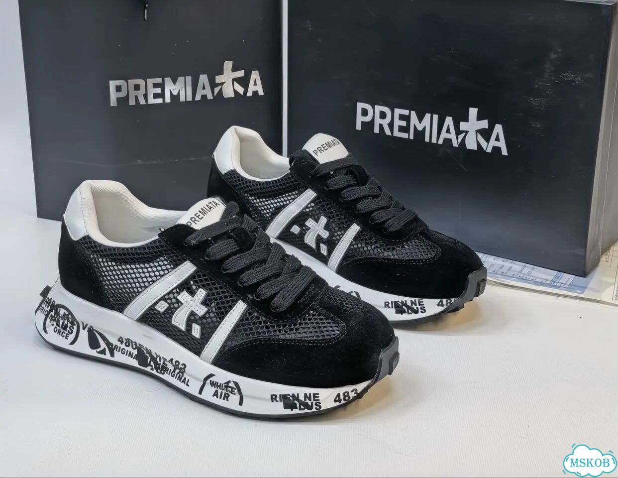 Кроссовки женские premiata сетка черные 36-39 фото 4