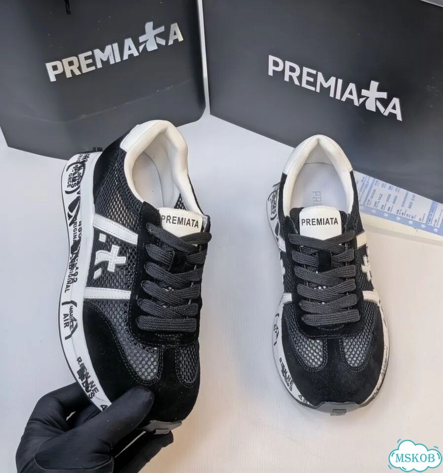 Кроссовки женские premiata сетка черные 36-39 фото 6
