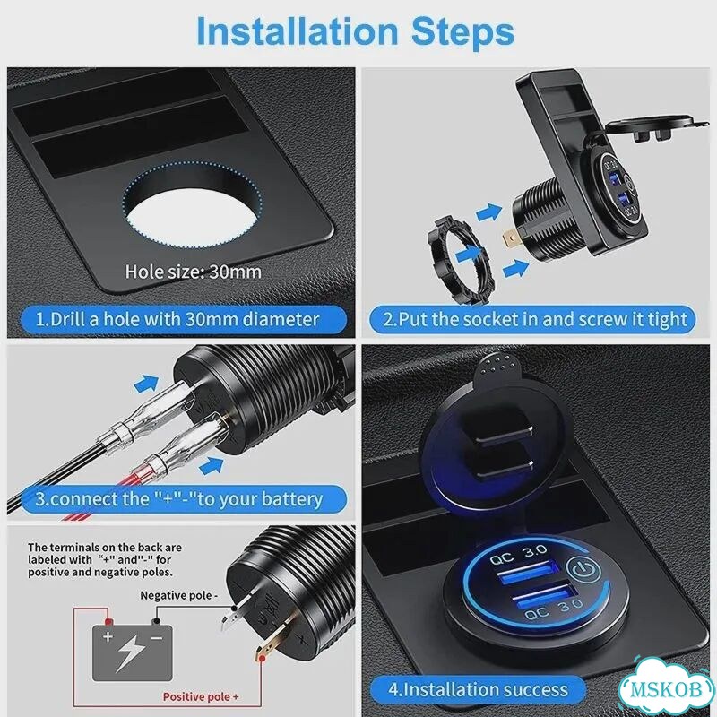 Автомобильное зарядное устройство с двумя USB-портами, 12 В/24 В, qc 3,0 Зеленый, Green with Wire фото 7