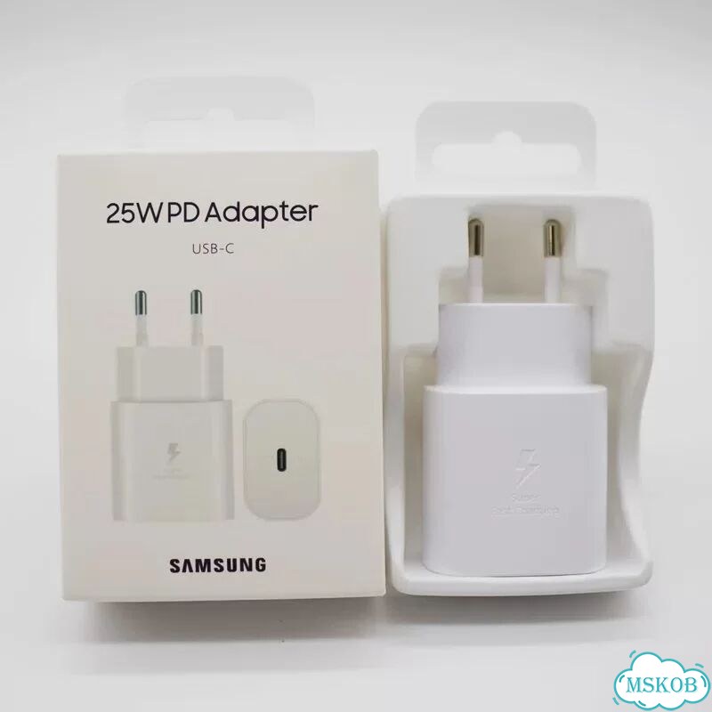 Зарядное устройство samsung 25W Super Fast PD с кабелем USB-C 1 м, адаптер для White Charger Only фото 1