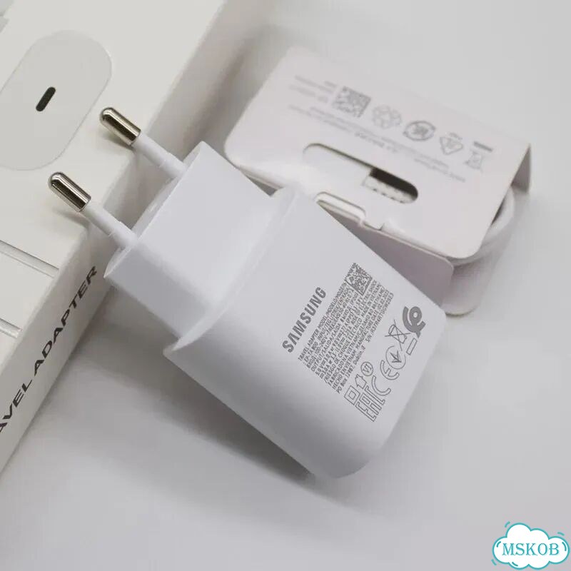 Зарядное устройство samsung 25W Super Fast PD с кабелем USB-C 1 м, адаптер для White Charger Only фото 2