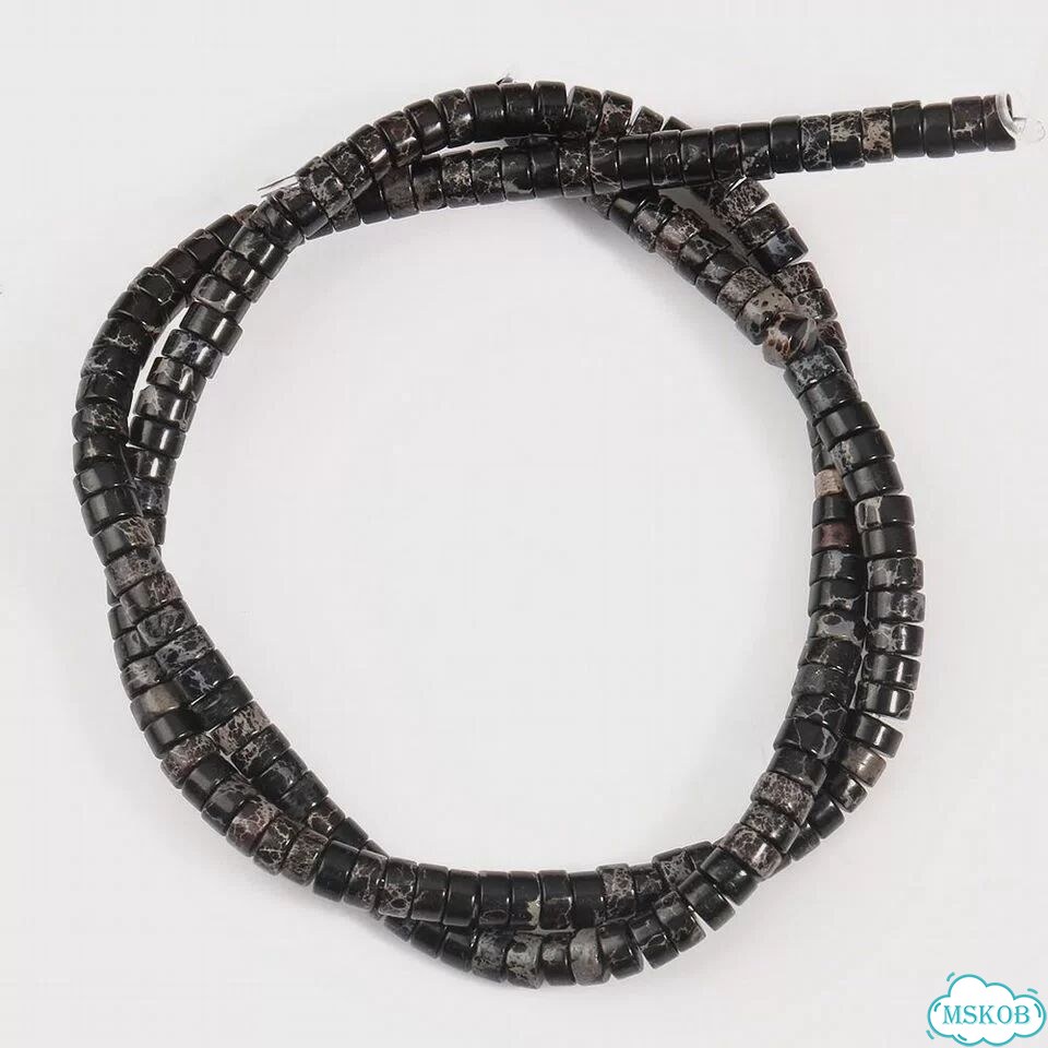 Бусины из камня черные 4x2 мм фото 1