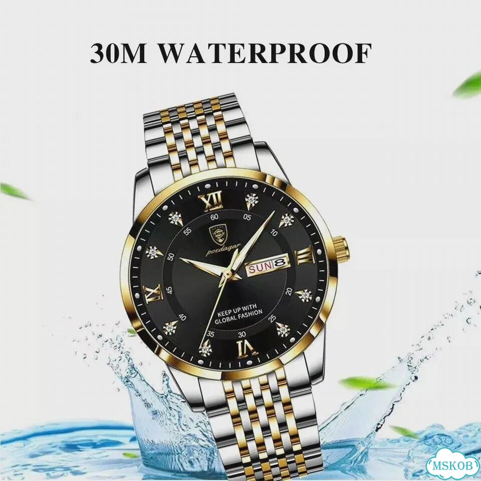 Poedagar Мужские часы из нержавеющей стали, цвет 826 GD WH S фото 5