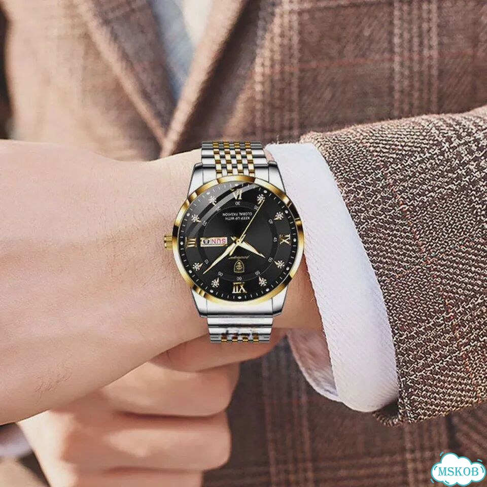 Poedagar Мужские часы из нержавеющей стали, цвет 826 GD WH S фото 7