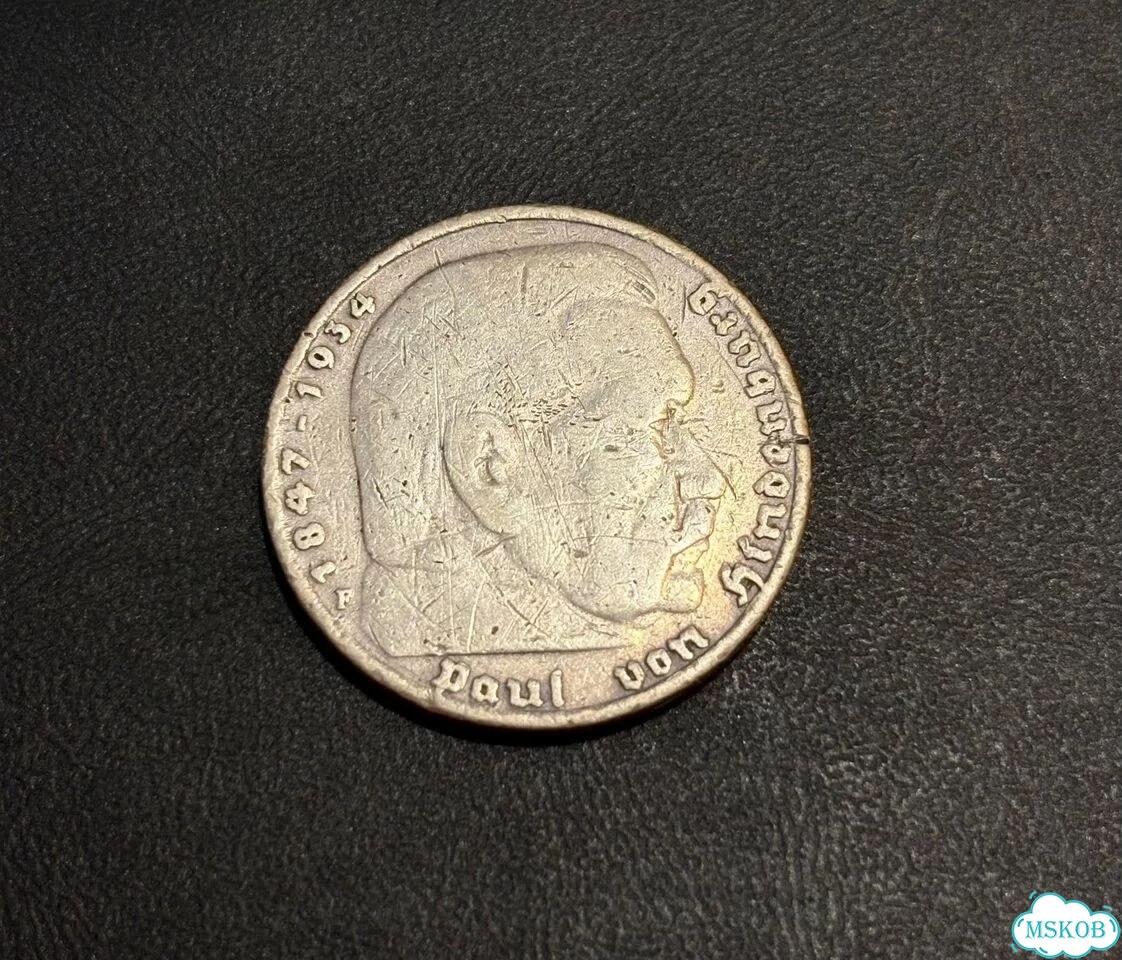 Монета 5 марок 1938 Серебро фото 1