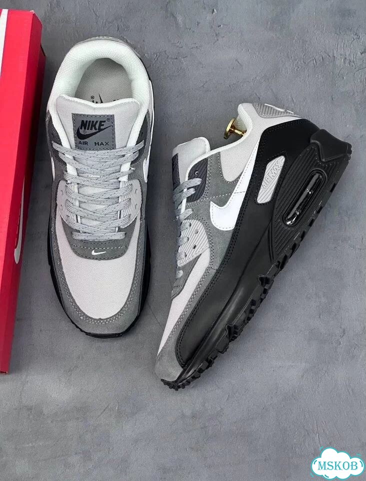 Кроссовки Nike air max 90 серые найк фото 3