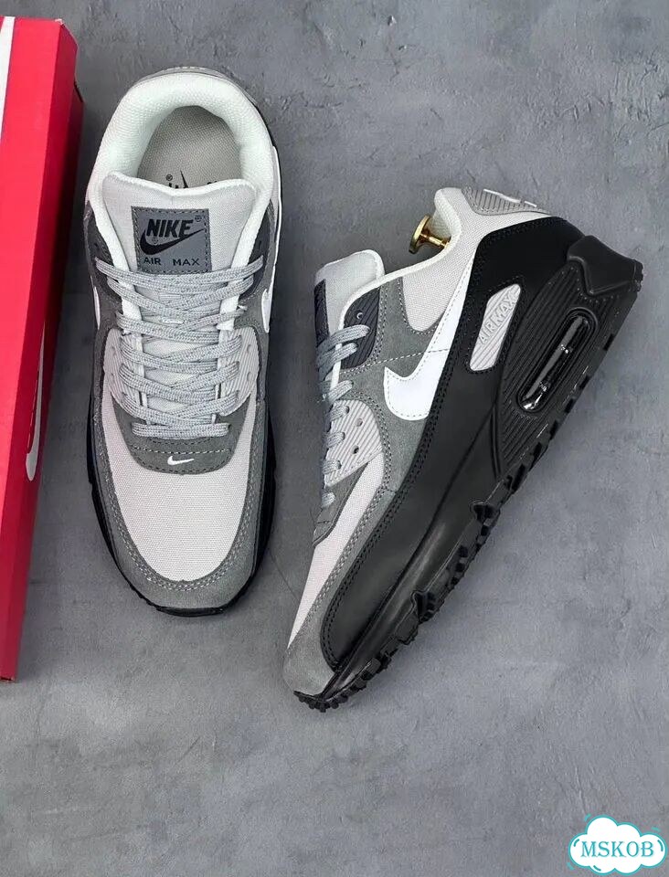 Кроссовки Nike air max 90 серые найк фото 3