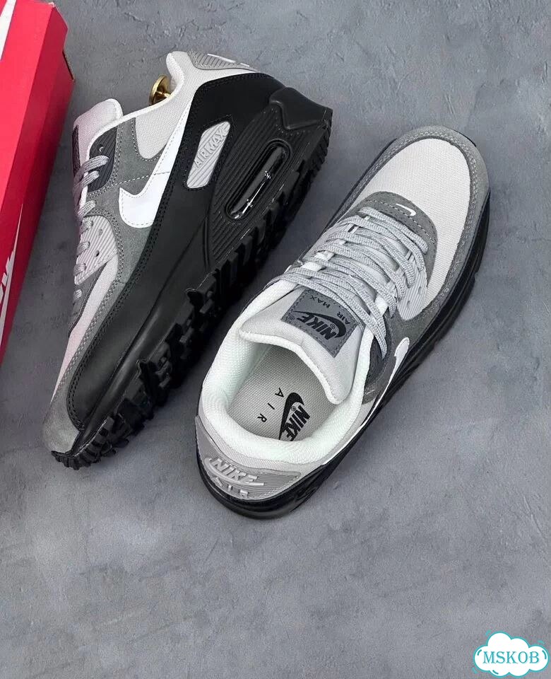 Кроссовки Nike air max 90 серые найк фото 4
