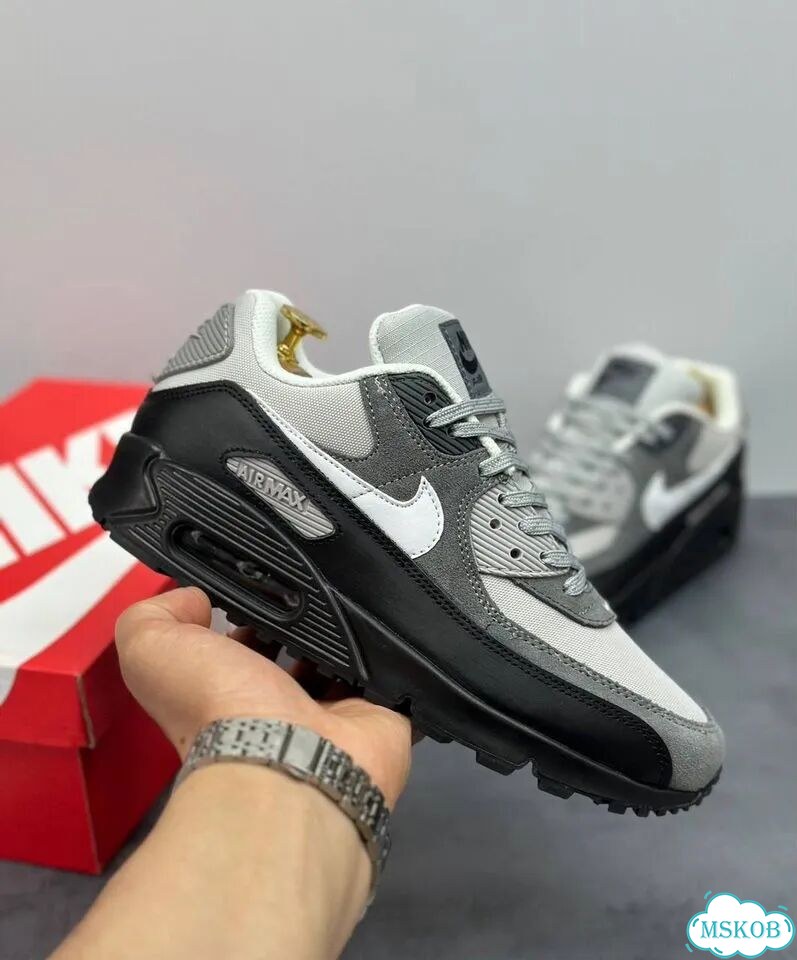 Кроссовки Nike air max 90 серые найк фото 5