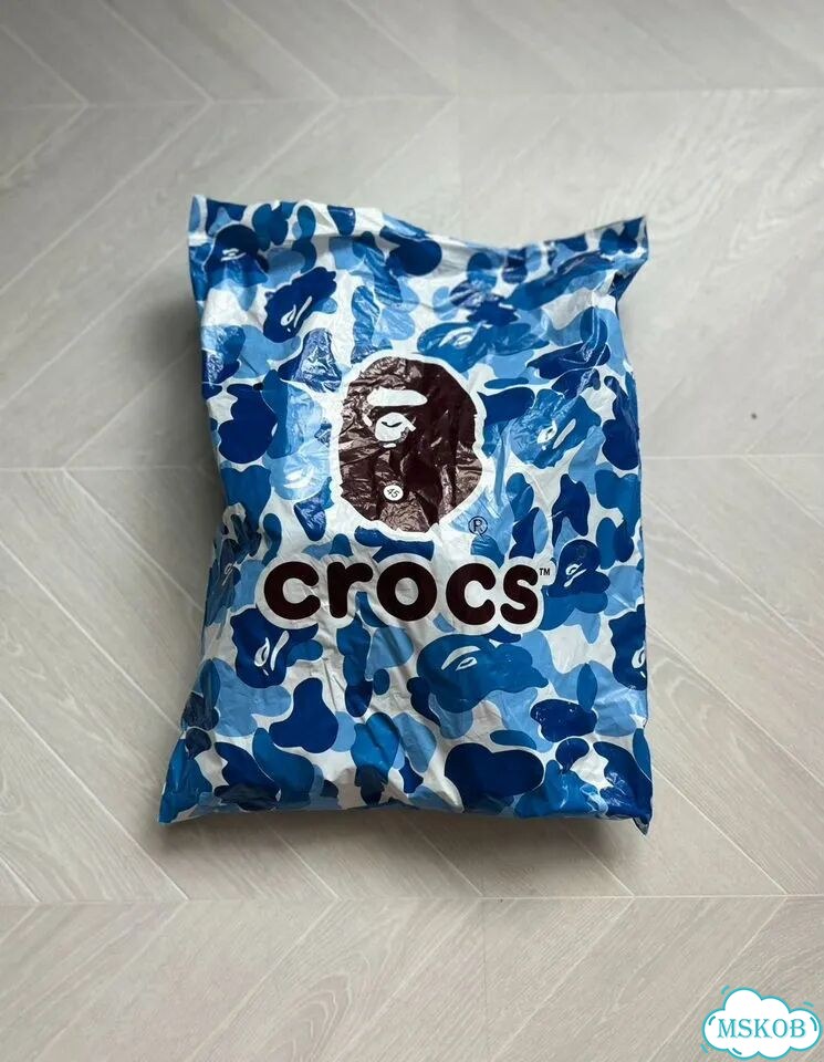 Кроксы Bape синие фото 10
