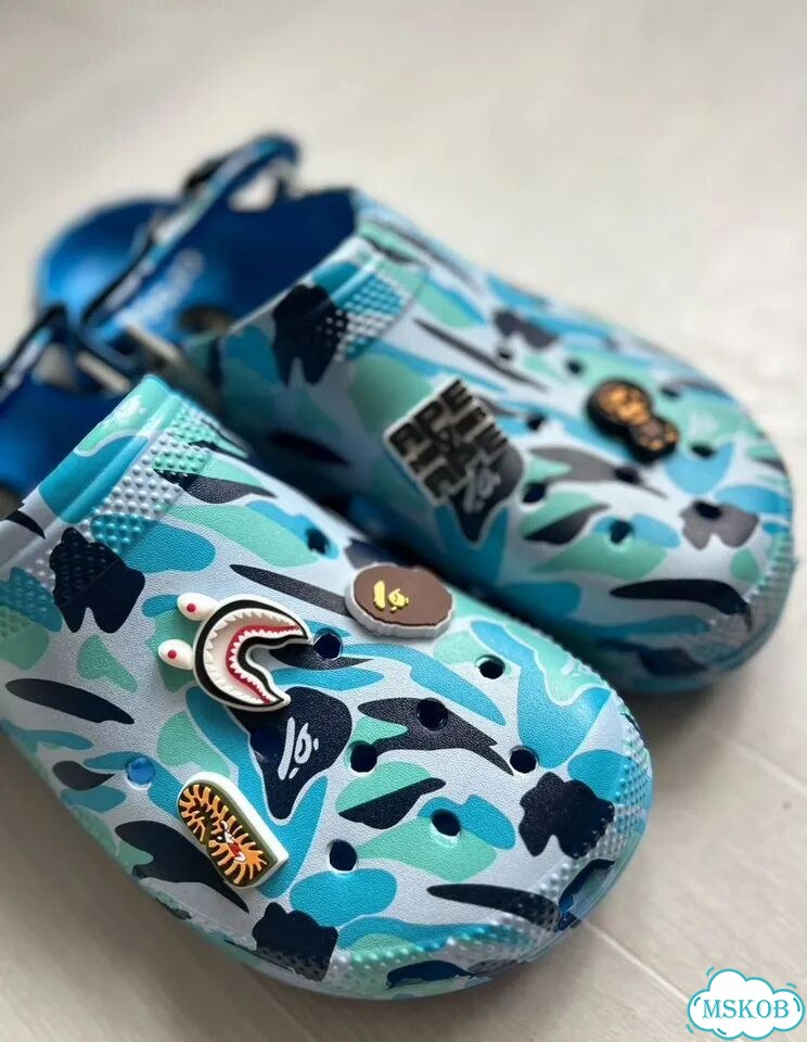 Кроксы Bape синие фото 7