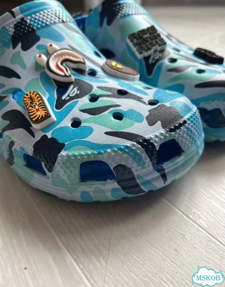 Кроксы Bape синие фото 8