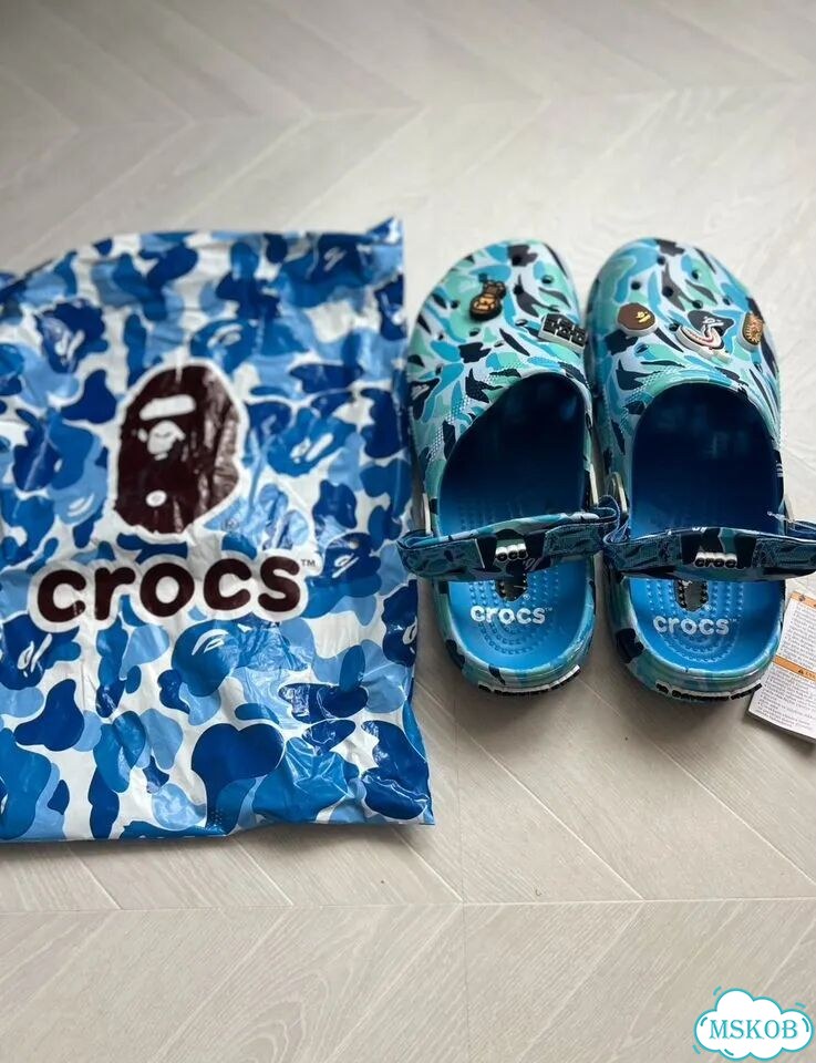 Кроксы Bape синие фото 9