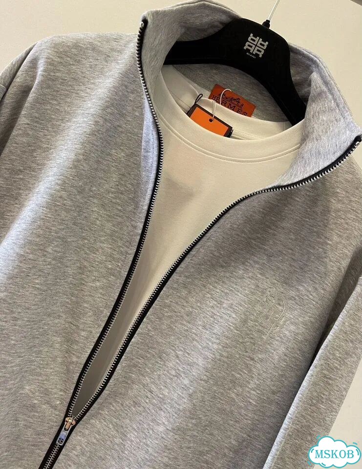 Зип худи hermes без капюшона новинка 2026 фото 2