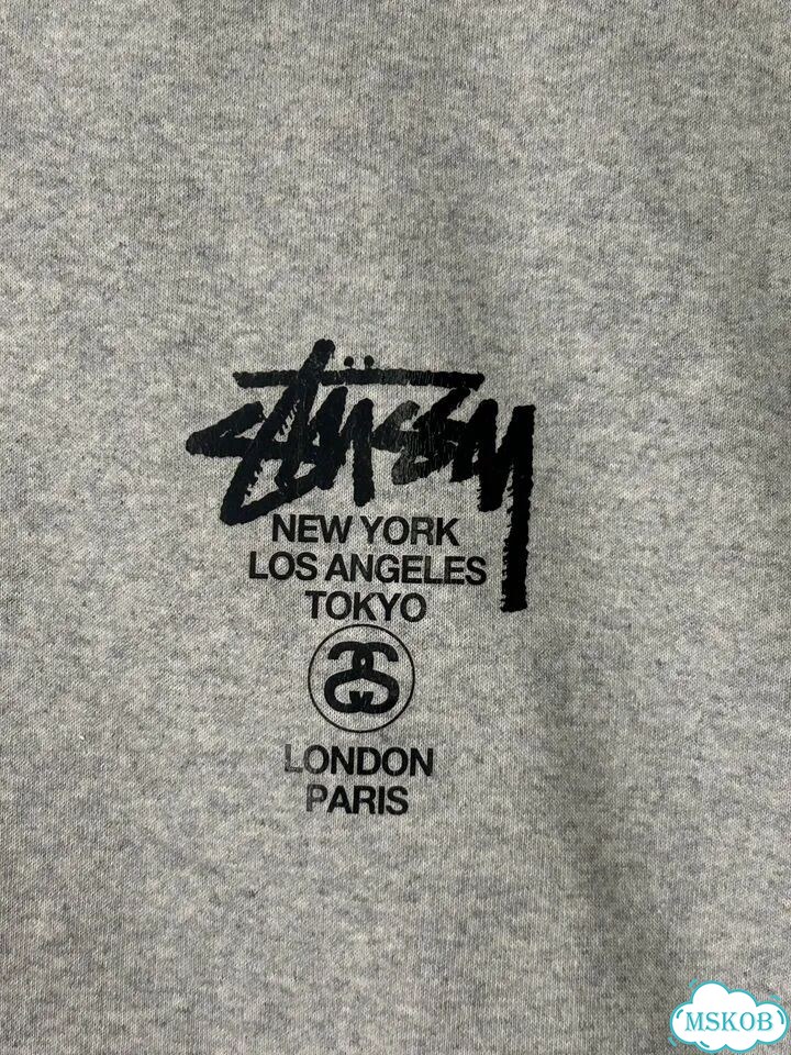 Толстовка худи Stussy серая фото 3