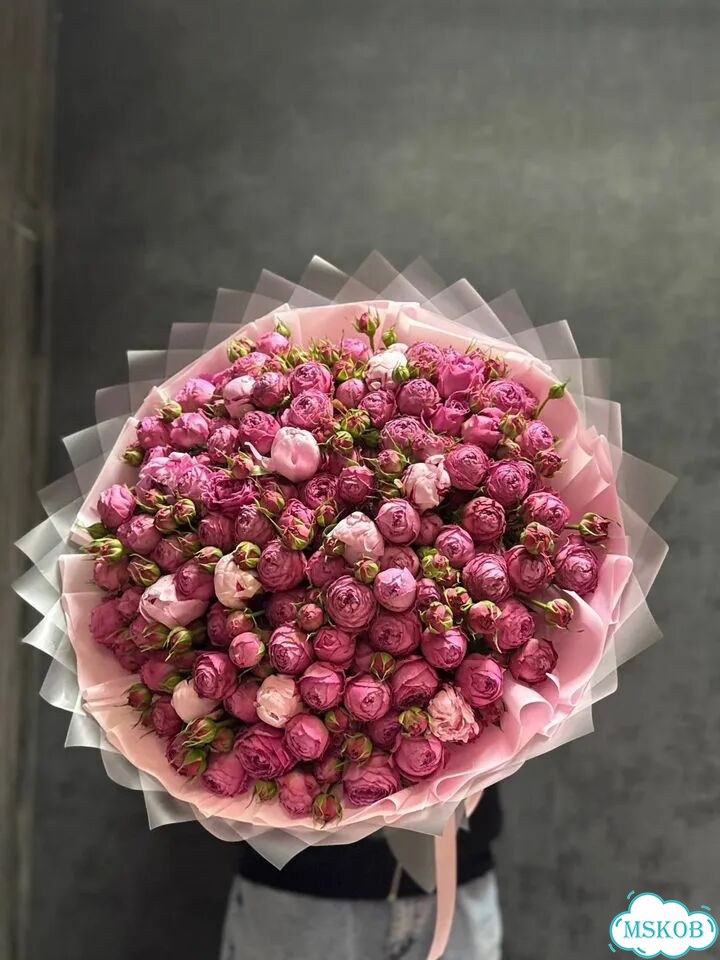 Букет Кустовая Пионовидная роза и пионы фото 6