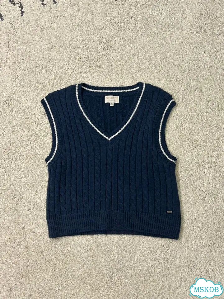 Жилетка вязаная Pull & Bear женская синяя фото 1