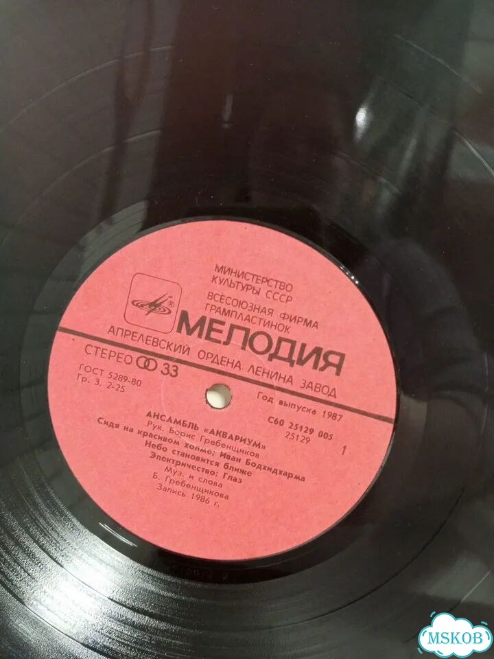 Вин. пластинка Ансамбль Аквариум Год выпуска 1987 фото 5