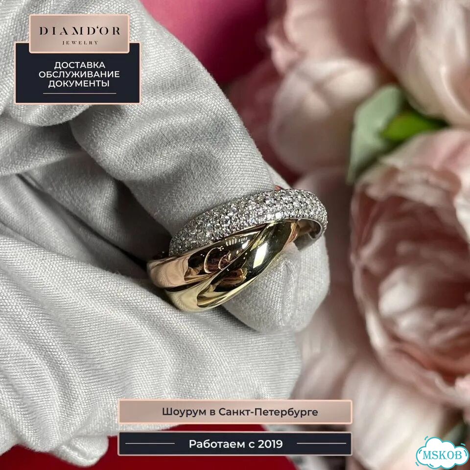 Золотое кольцо Cartier Trinity CA-74803 фото 4
