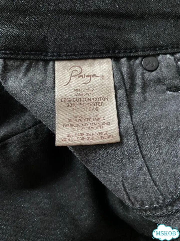 Узкие джинсы Paige Denim черные, р-р 27 (RU 42-44) фото 5