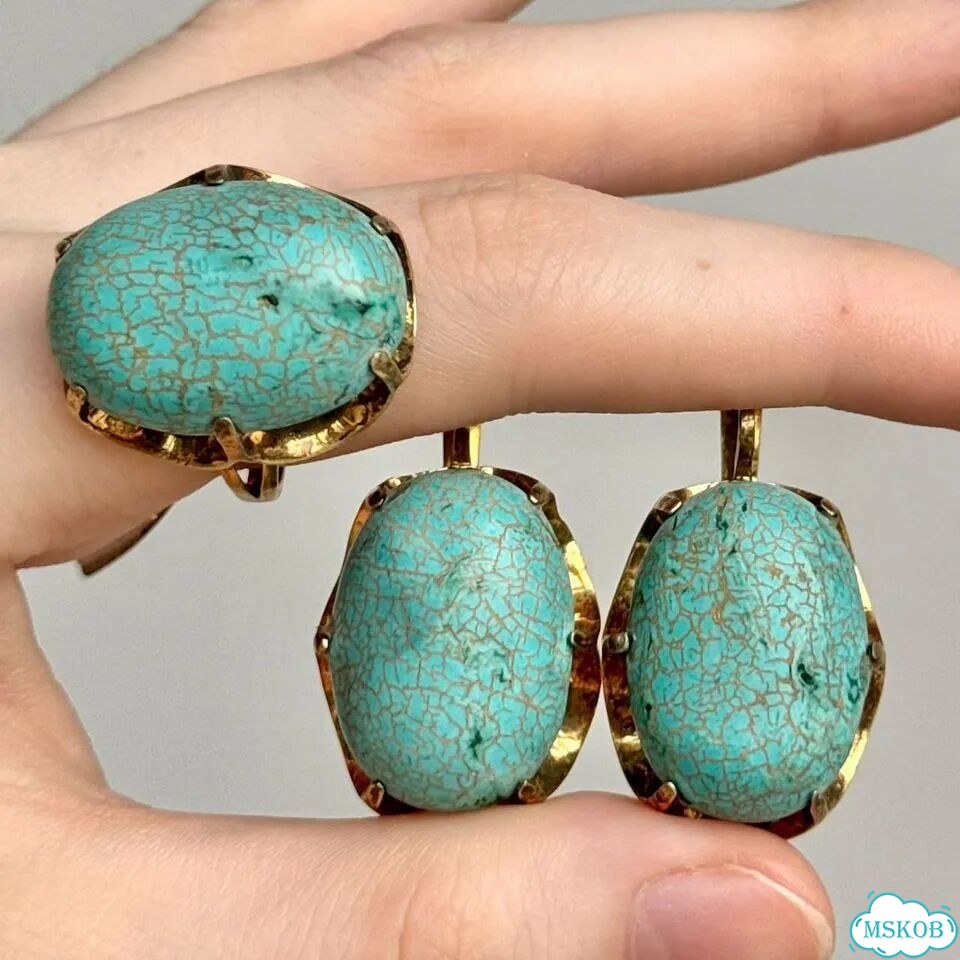 Серьги Серебро Бирюза фото 1