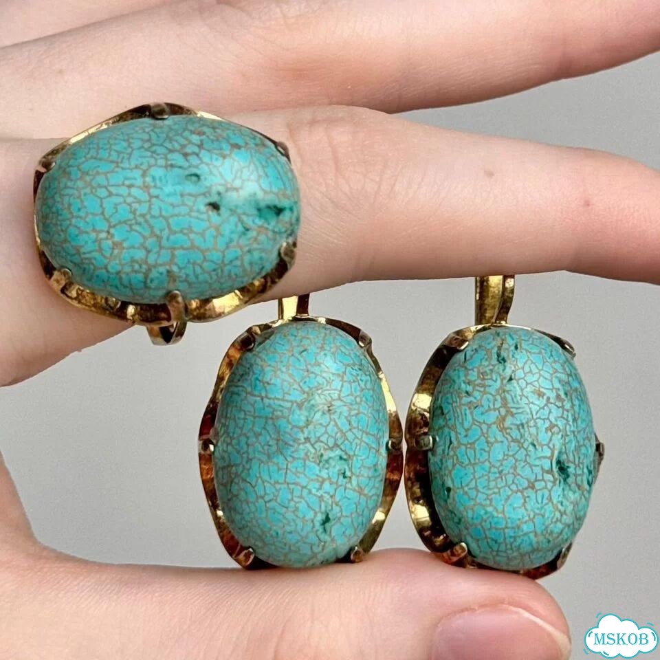 Серьги Серебро Бирюза фото 2