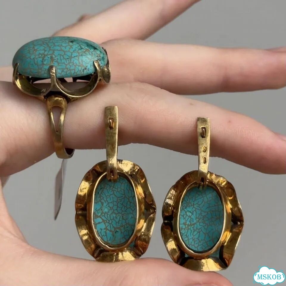 Серьги Серебро Бирюза фото 3